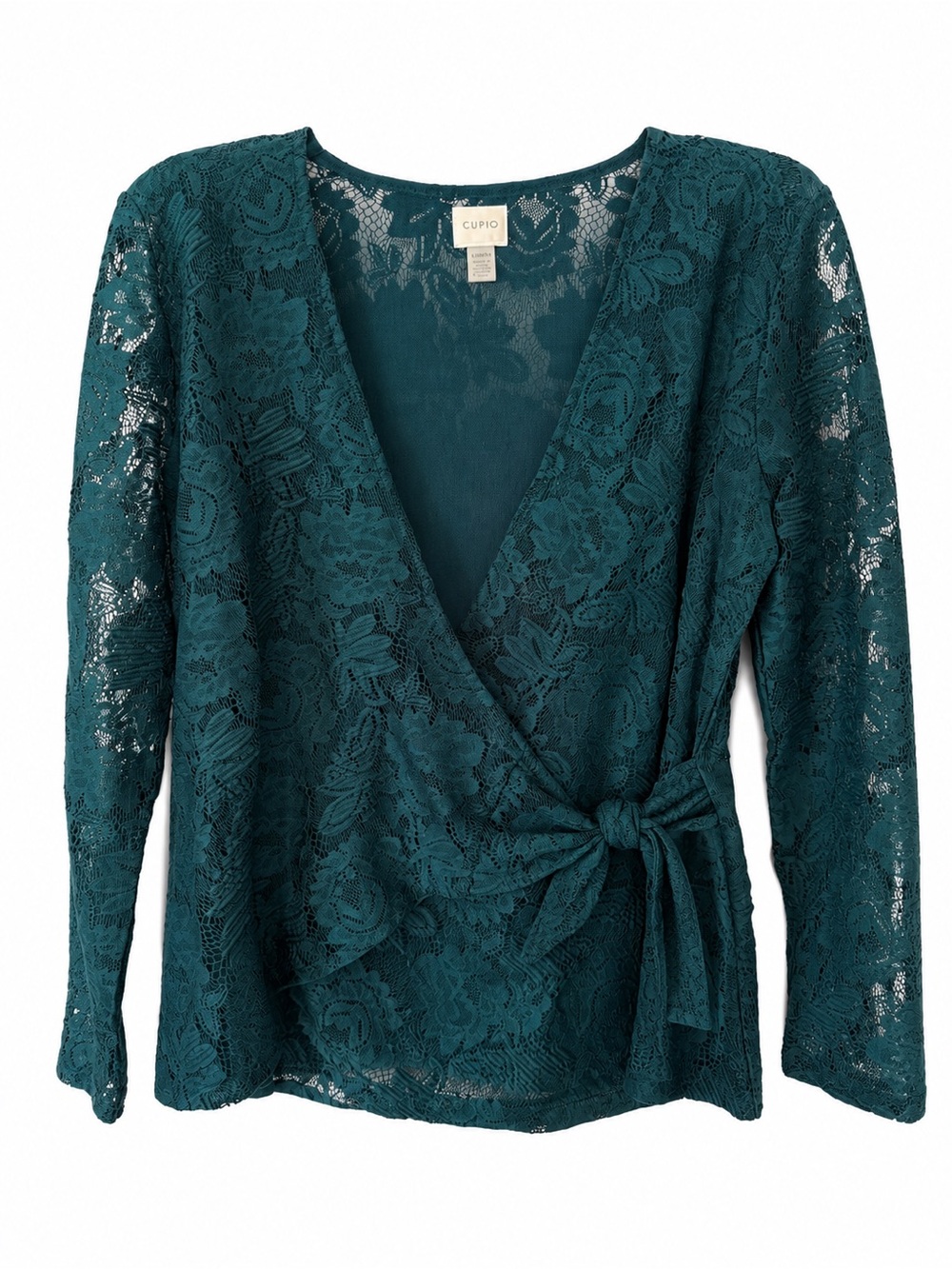 Cupio Lace Wrap Blouse teal size M